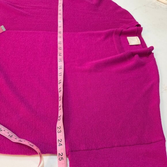 Kerisma Sweater Large Mercerized Wool Magenta Oversized Jagged Hem Cozy Preppy - Picture 10 of 11